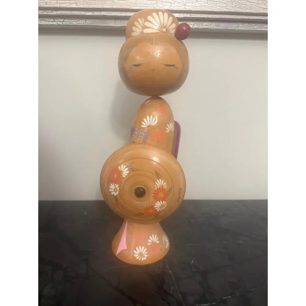 Vintage Sadao Kishi 16” Sosaku Kokeshi Doll Signed Umbrella Japan